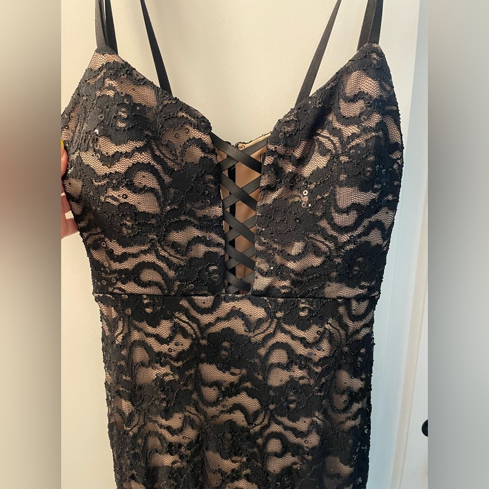 Jump apparel lace black formal dress - floor length